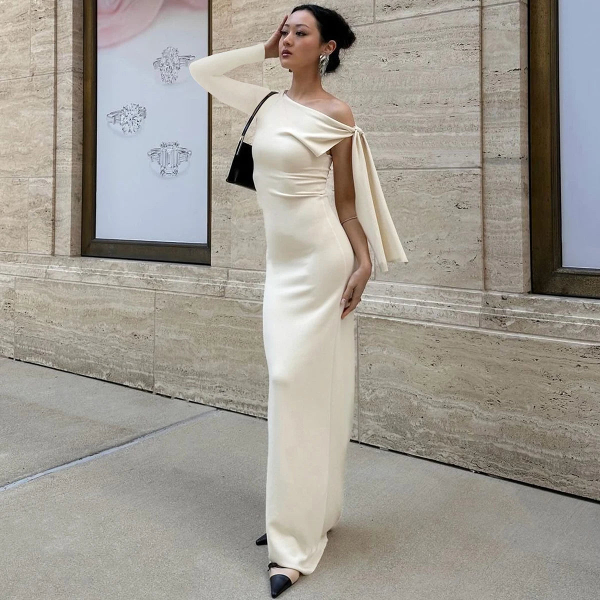 Dámske čierne Bodycon šaty s dlhým rukávom