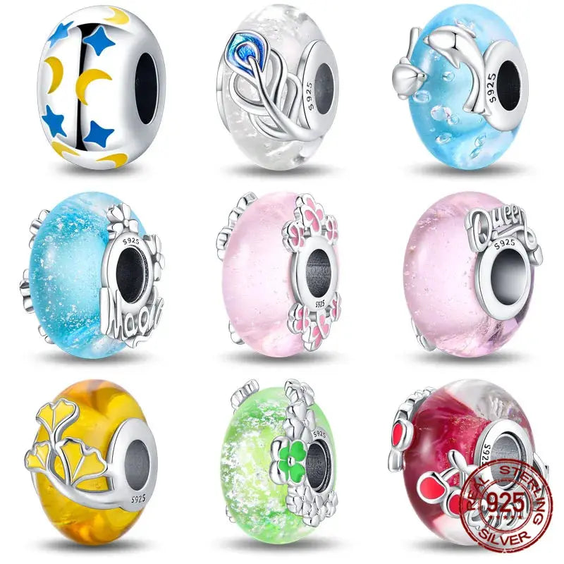 Svietiaci sklenený prívesok S925 – Glow in the Dark charms